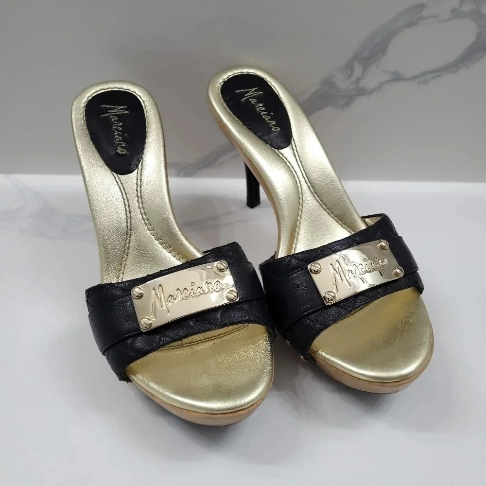 Vintage Y2k Marciano Gold Accent Quilted Mules - Picture 3 of 13